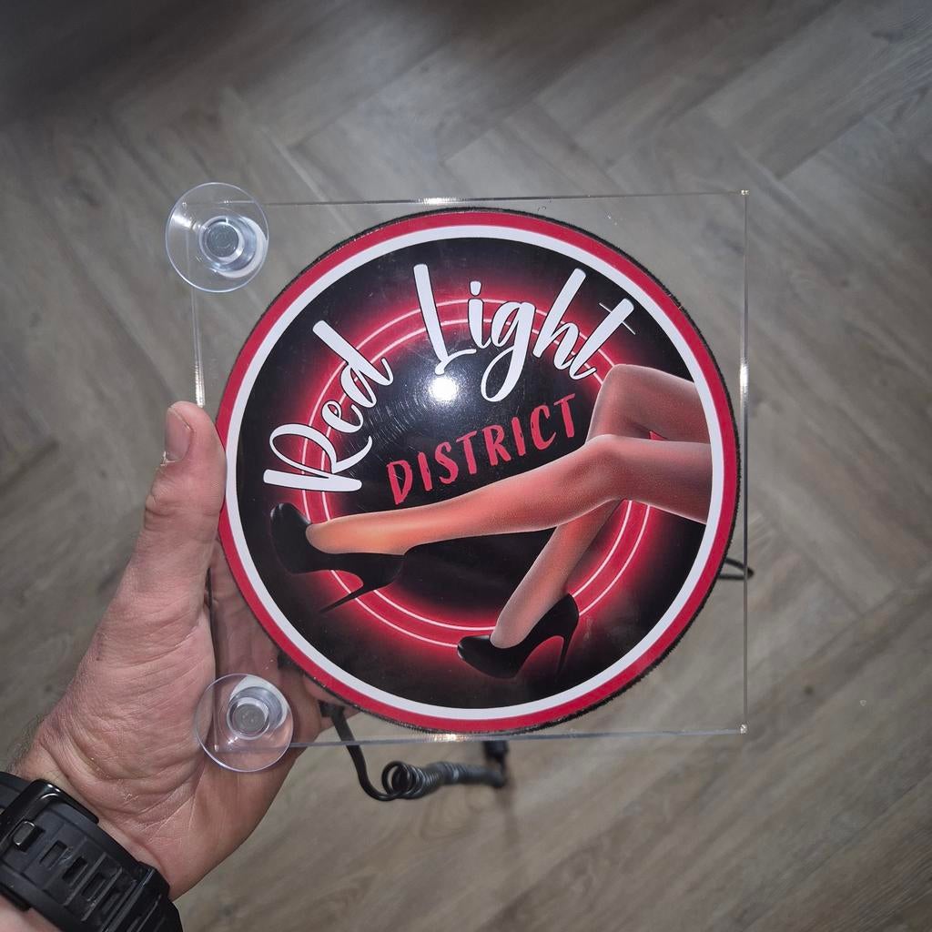 Red Light District Neon Bord - Decoratie, Gebruikt, Meerkleurig, Overige stijlen, Kunststof