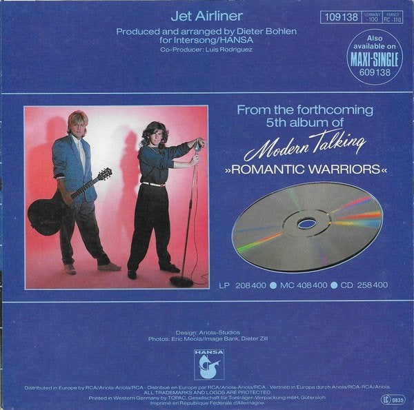 Modern talking - jet airliner, Ophalen of Verzenden, Gebruikt