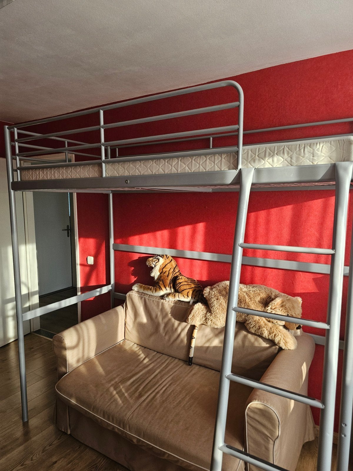Ikea stalen hoogslaper 90x200, Ophalen, Gebruikt, Eenpersoons, 90 cm