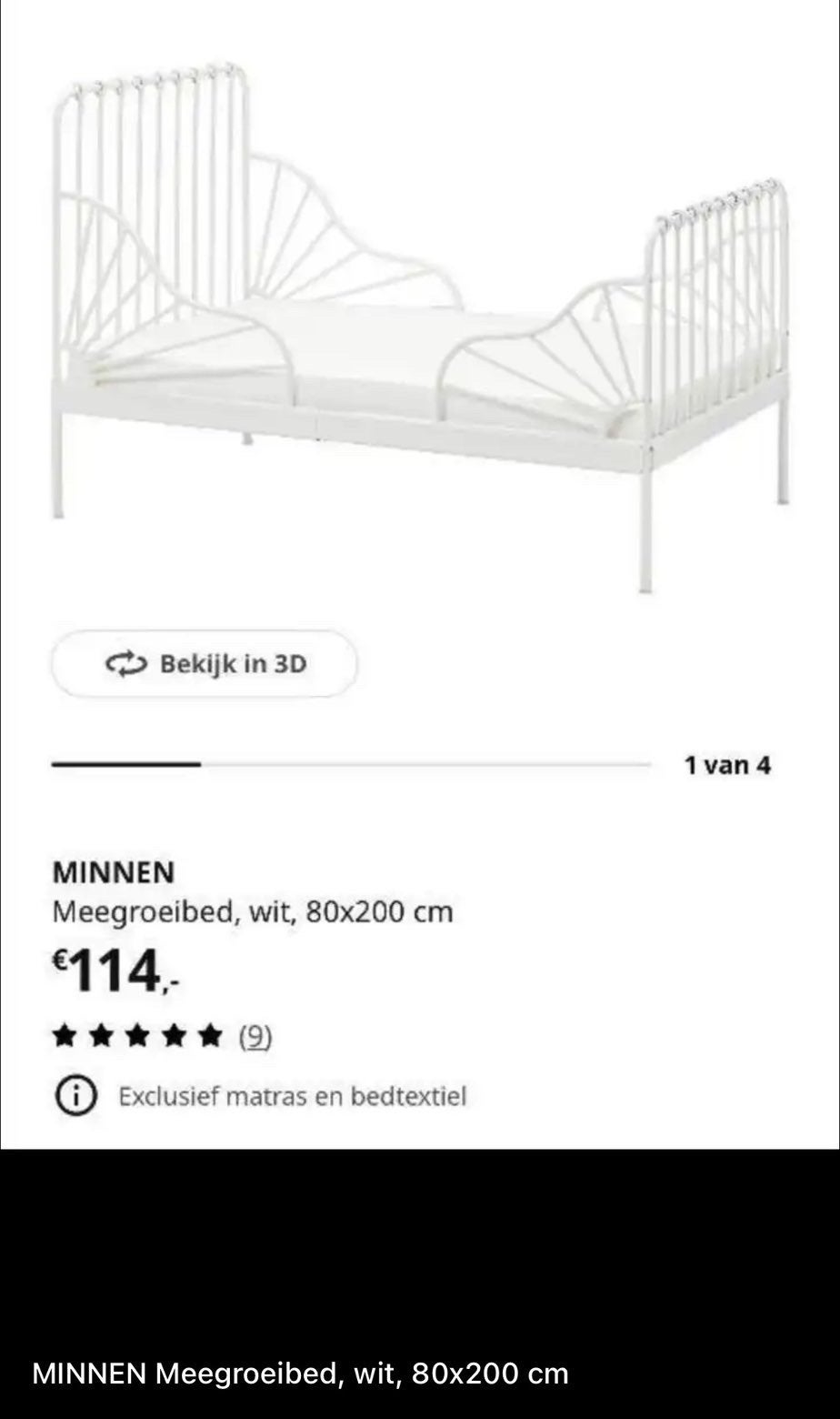 IKEA MINNEN meegroeibed wit (80x200 cm), Ophalen, Gebruikt, 180 cm of meer, 70 tot 85 cm