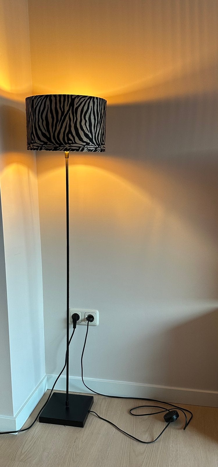 Sissy Boy staande lamp met zebraprint kap, Ophalen, Gebruikt, E27 (groot), Metaal