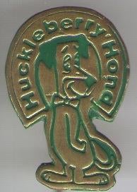 HuckleBerry Hound groen op koper strip speldje ( R_166a ), Verzenden, Nieuw, Figuurtje, Speldje of Pin