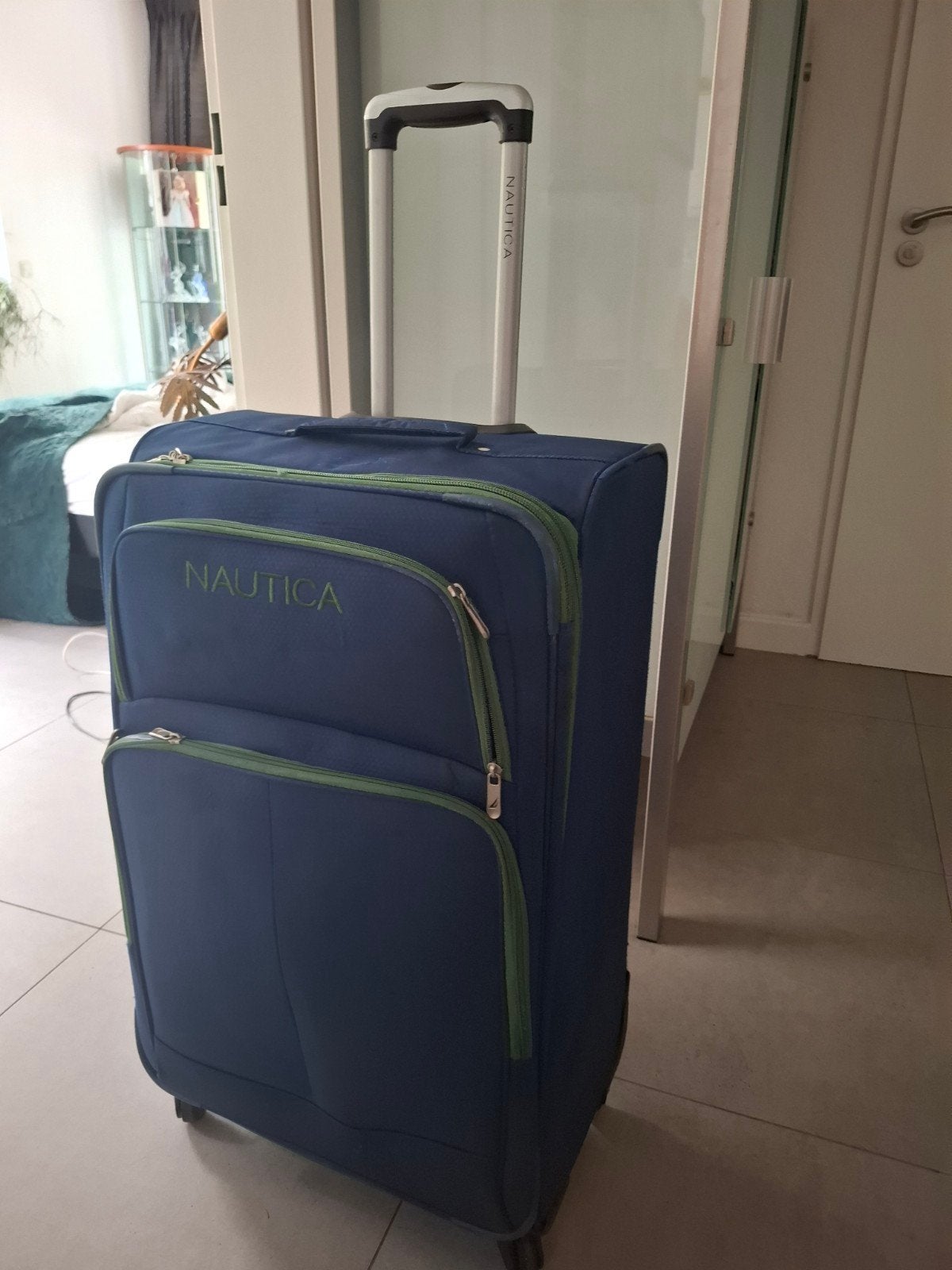 Nautica Stoffen Koffer - Blauw met Wieltjes (75x45x29 cm), Ophalen of Verzenden