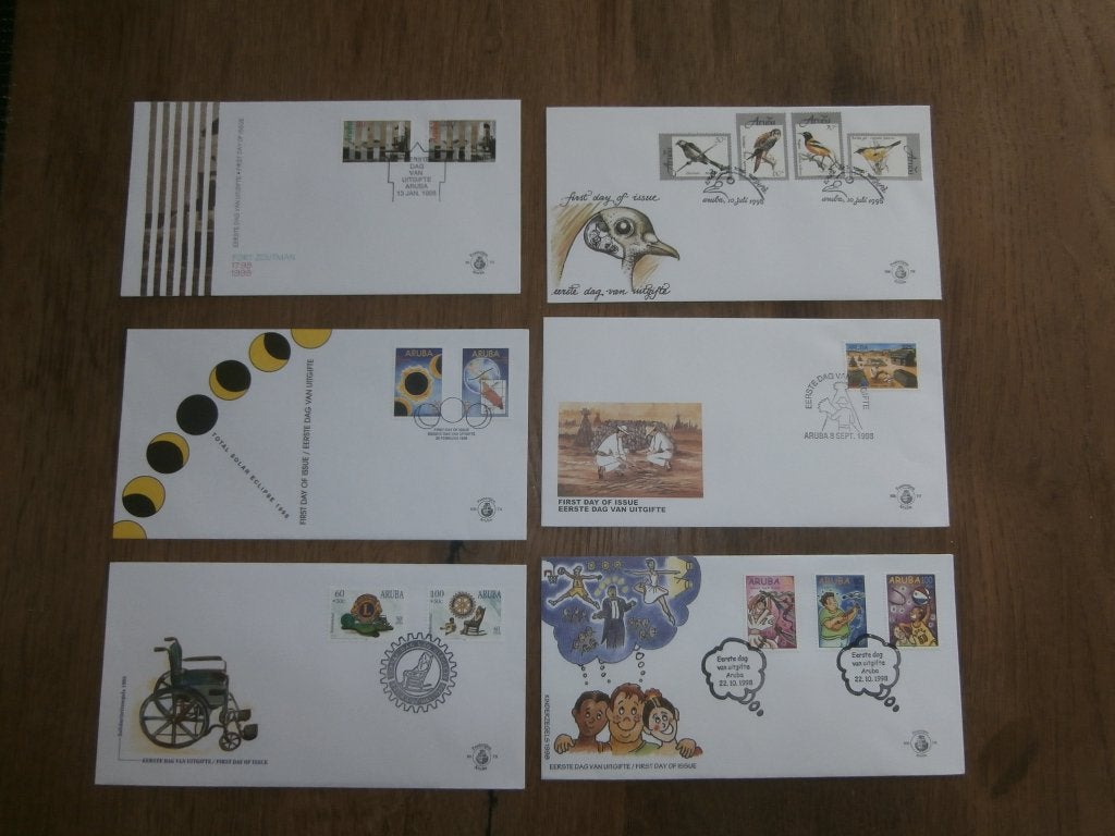 jaargang fdc's aruba  1998, Verzenden, Gestempeld