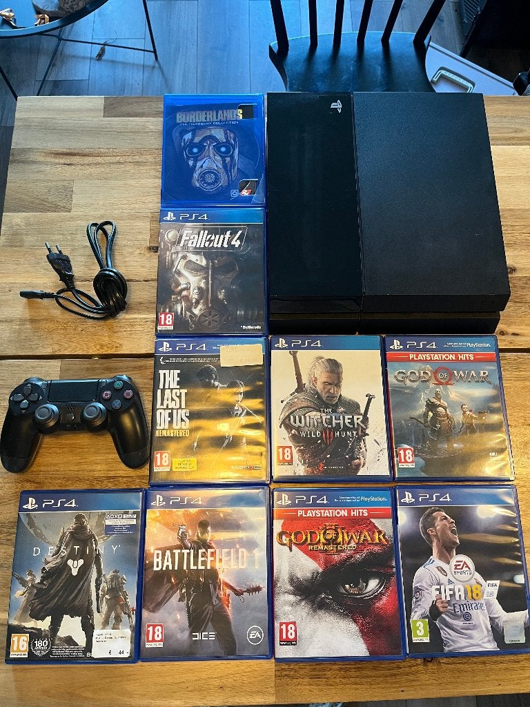 PlayStation 4 met controller en 9 games, Ophalen, Gebruikt, Overige genres, 1 speler