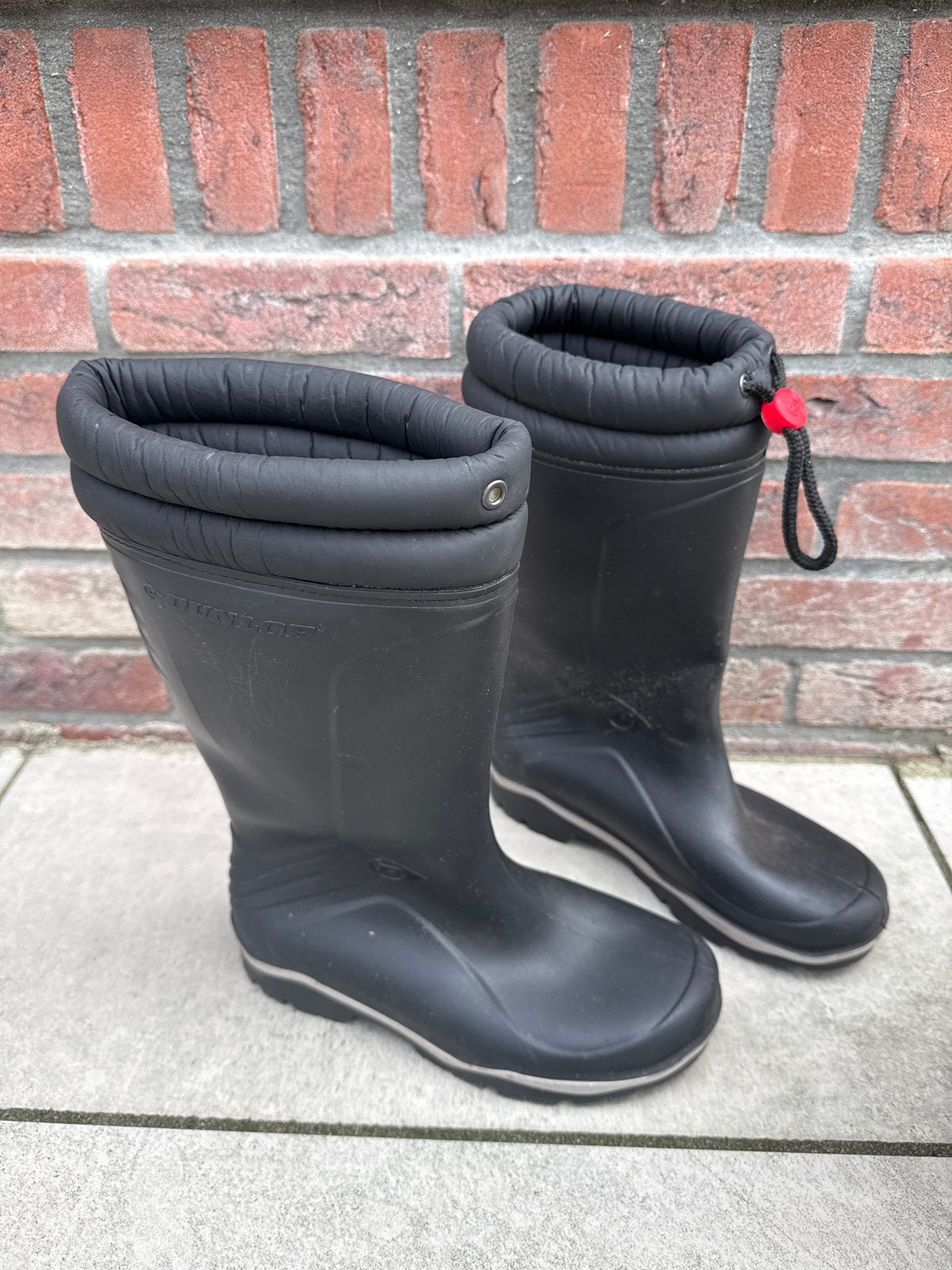 Zwarte Dunlop regenlaarzen maat 36, Ophalen, Gedragen, Zwart, Regenlaarzen
