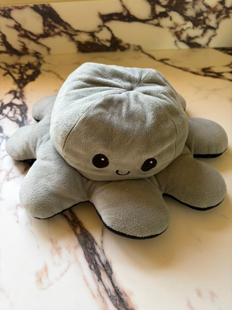 Omkeerbare Octopus Knuffel - Grijs/Zwart, Overige merken, Overige karakters, Overige typen, Grijs