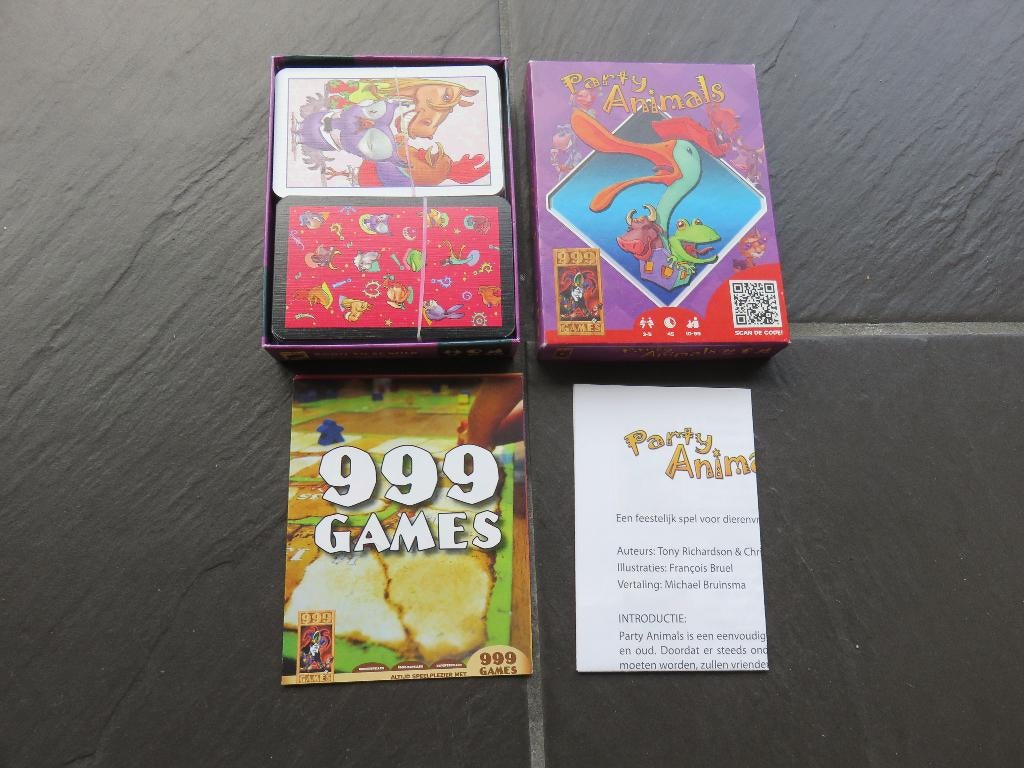 Party animals, kaartspel 999 games, voor 10-99jaar., Ophalen of Verzenden, Zo goed als nieuw