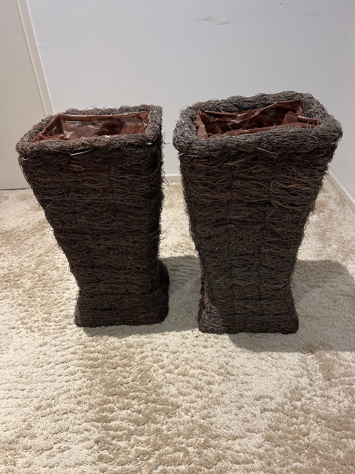 Set van 2 rieten plantenbakken -, Ophalen, Overige materialen, Gebruikt, Minder dan 60 cm