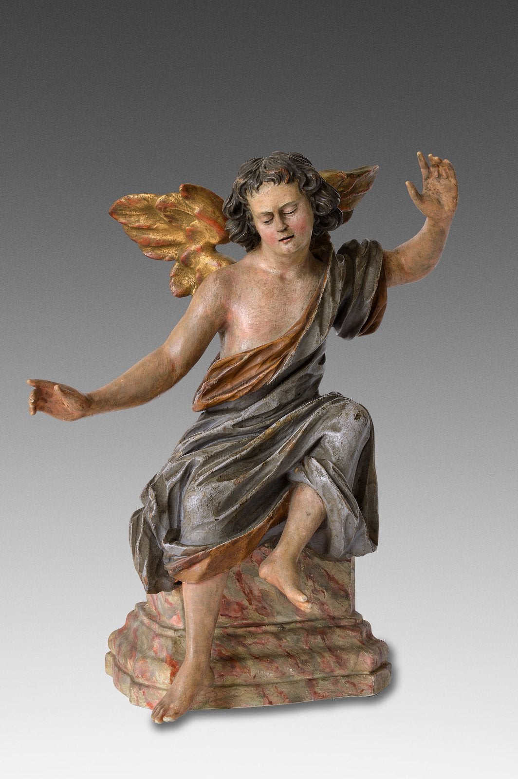 Prachtige 18e eeuwse houten Raphaël/Gabriël/Engel, Antiek en Kunst, Ophalen, Houtsnijwerk, Handgemaakt, 20 - 50 cm