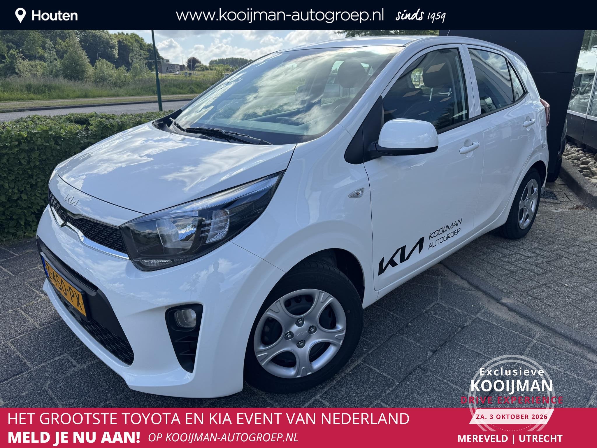 Kia Picanto 1.0 DPi ComfortLine Eerste Eigenaar, Cruise Cont, Auto's, Voorwielaandrijving, Gebruikt, 4 stoelen, Wit