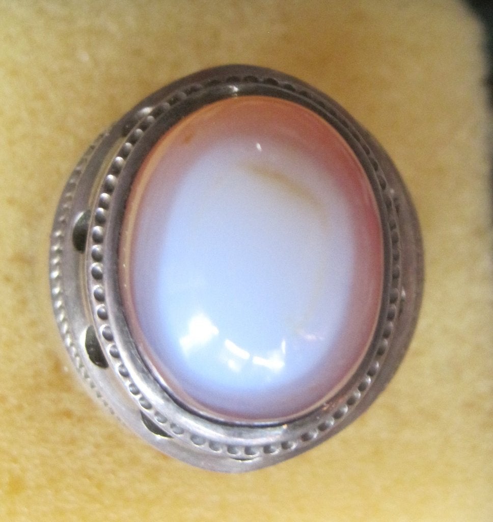 Design ring circa 1970 zilver 900 agaat oog, Ophalen, 19 tot 20, Zo goed als nieuw, Dame of Heer