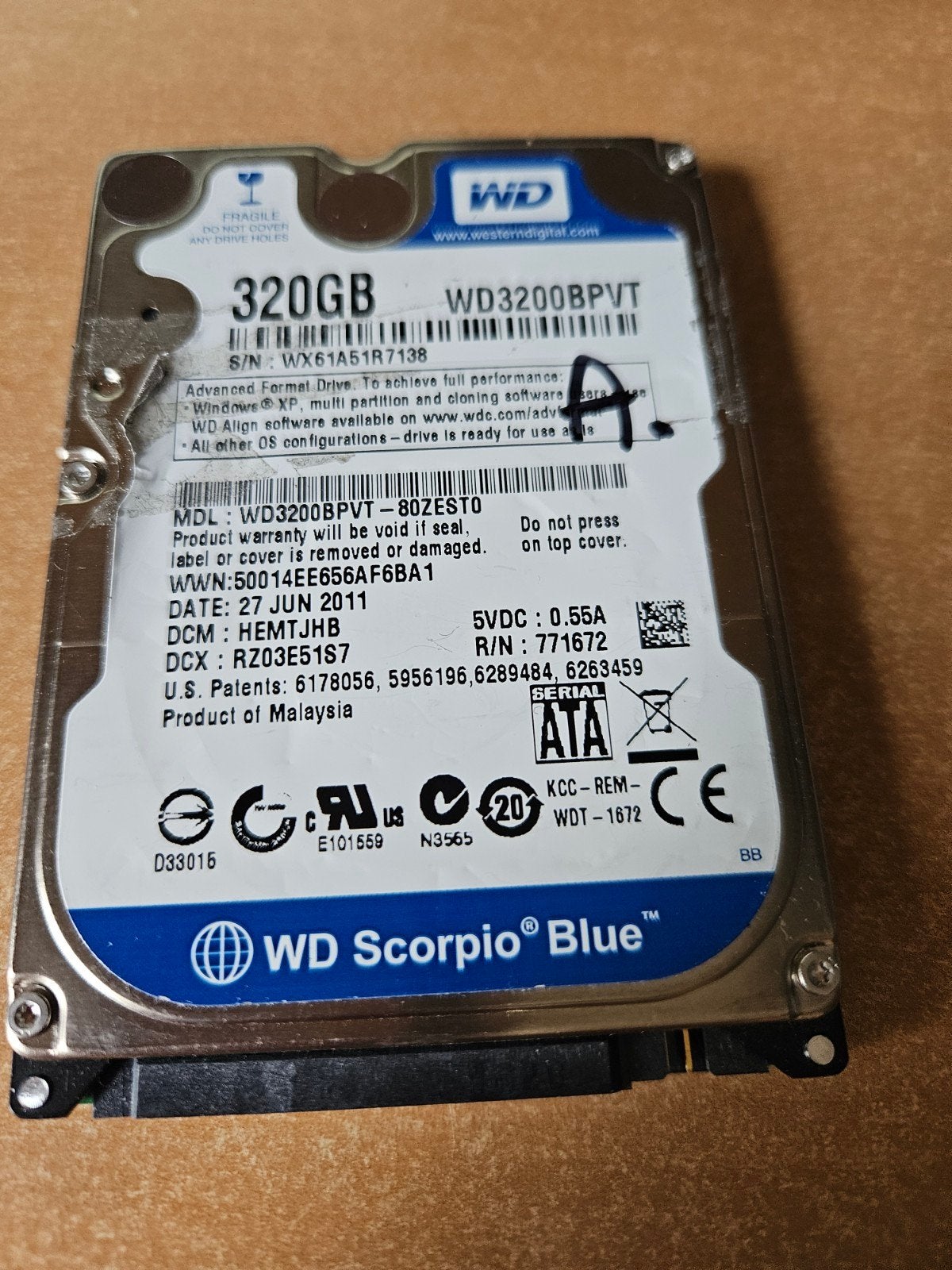 WD Scorpio Blue 320GB HDD SATA Harde Schijf, Computers en Software, Harde schijven, Intern, 320GB, Ophalen of Verzenden, Laptop