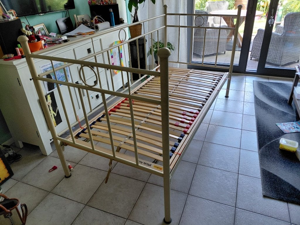 1 persoonsbed, Ophalen, 85 tot 100 cm, Gebruikt, Lattenbodem