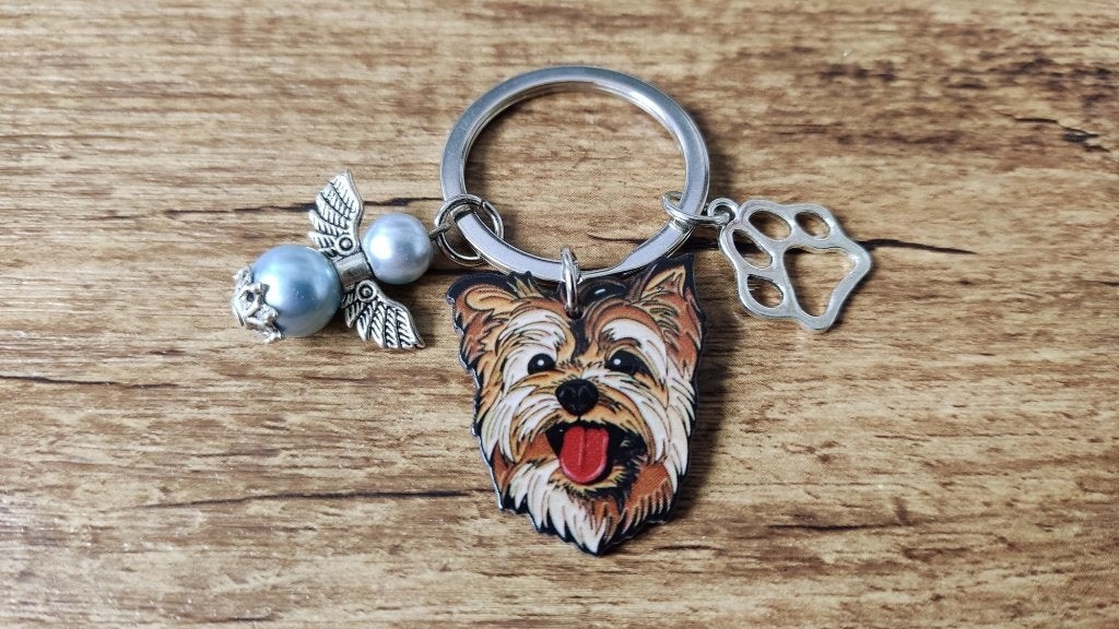 Sleutelhanger Yorkshire terrier met beschermengeltje, Verzenden, Nieuw