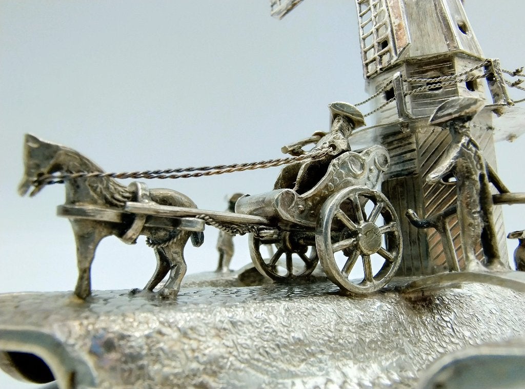 Grote zilveren miniatuur molen, J. Verhoogt, Hoorn, 1905, Antiek en Kunst, Verzenden, Zilver