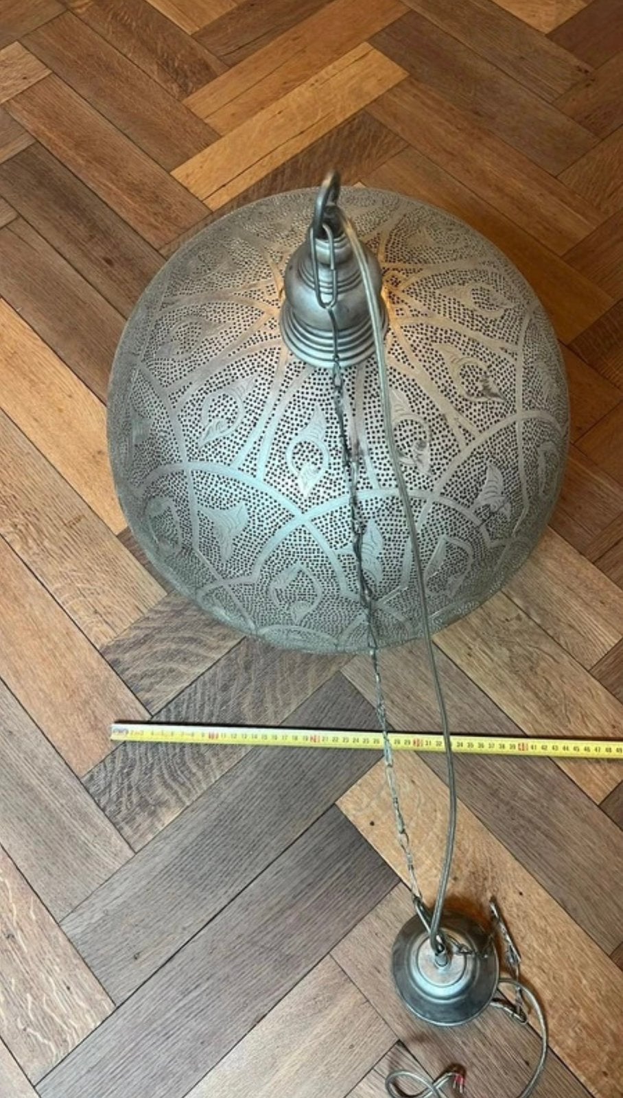 Zenza hanglamp ball - 49 x 66 cm zilver, Ophalen of Verzenden, Gebruikt, E27 (groot)