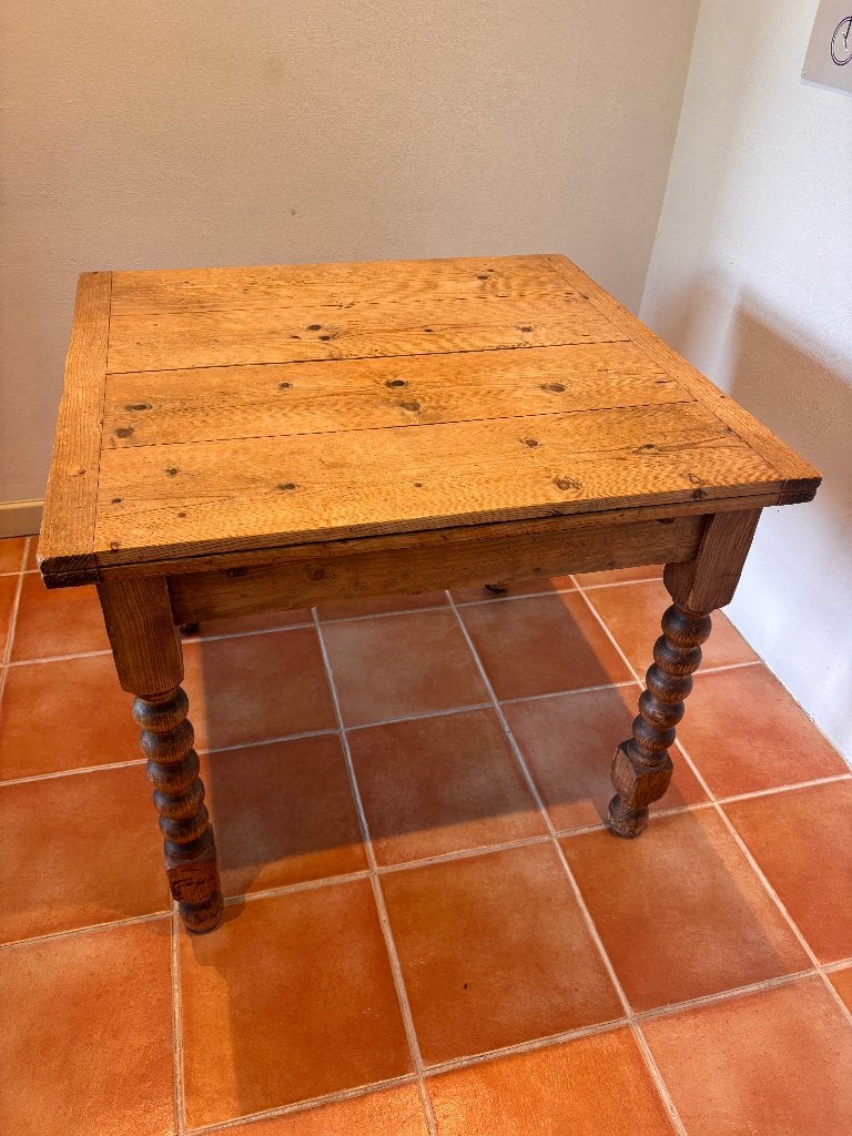 Grenen eettafel, uitschuifbaar, Ophalen, Antiek Grenen, Gebruikt, 50 tot 100 cm