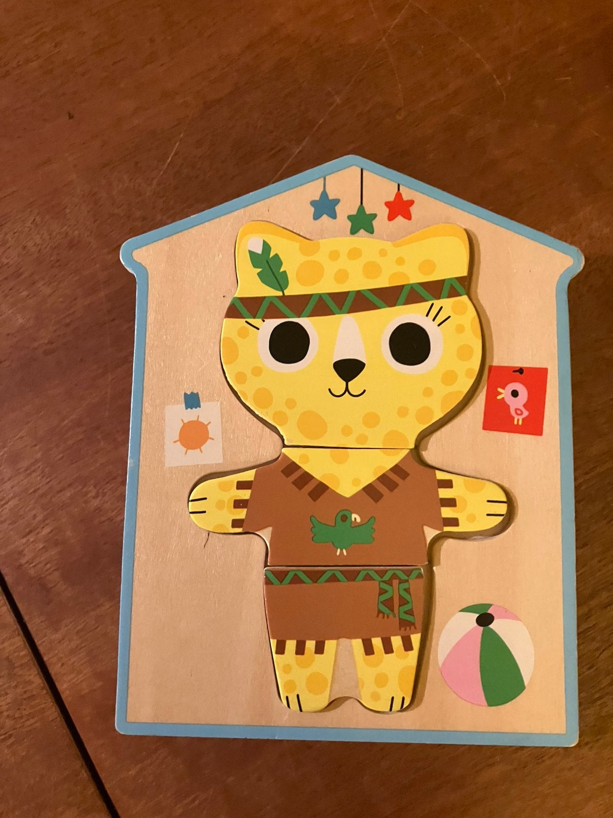Djeco houten puzzel dress up cat kistje top kwaliteit, Ophalen of Verzenden, Zo goed als nieuw