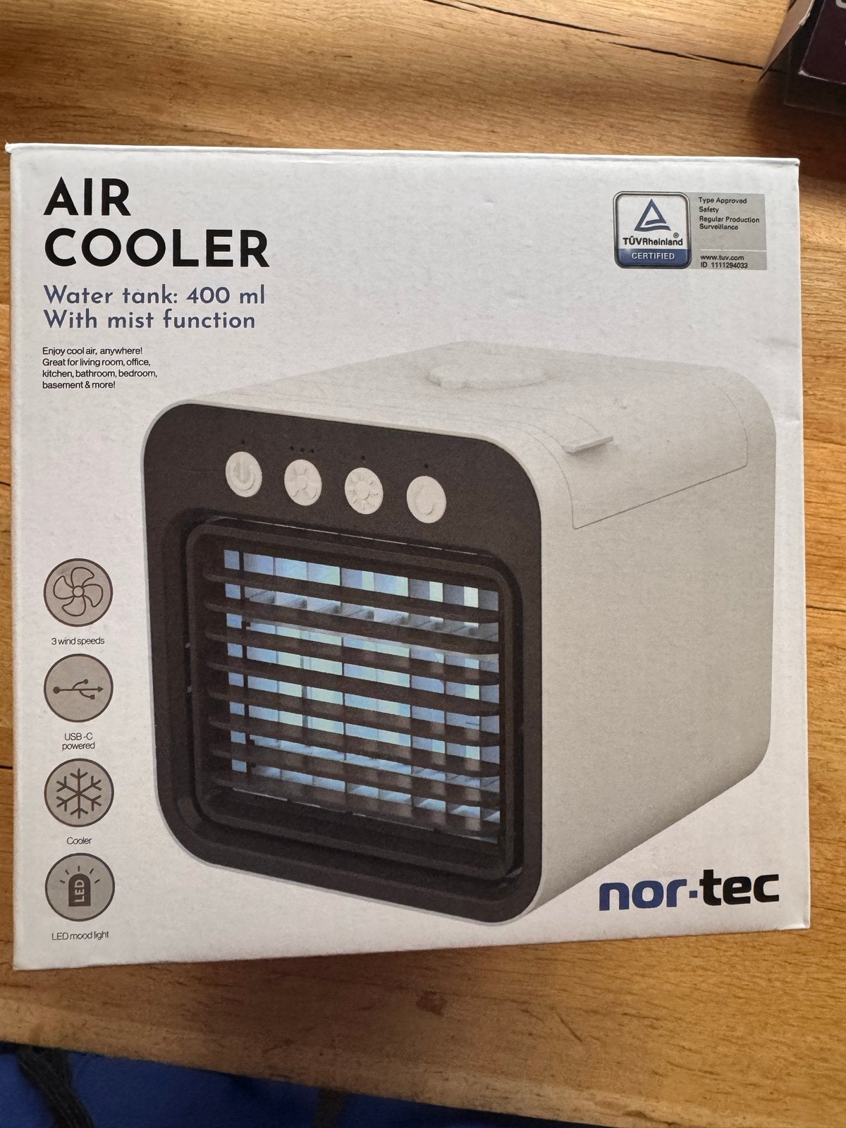 Nor-Tec Air Cooler met Mistfunctie en LED Mood Light, Ophalen, Tafel- of Grondventilator, Minder dan 60 m³, Nieuw