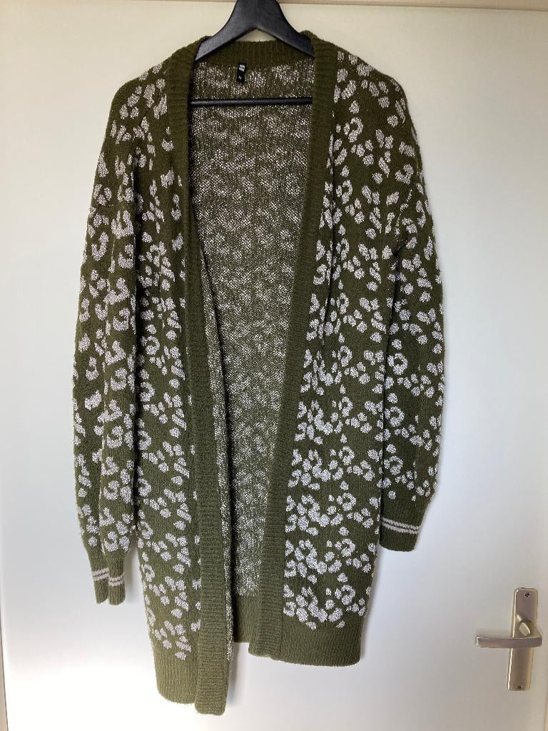 HEMA lang vest Groen met zilverdraad Luipaard print Maat M, Ophalen of Verzenden, Gedragen, Maat 38/40 (M), Groen