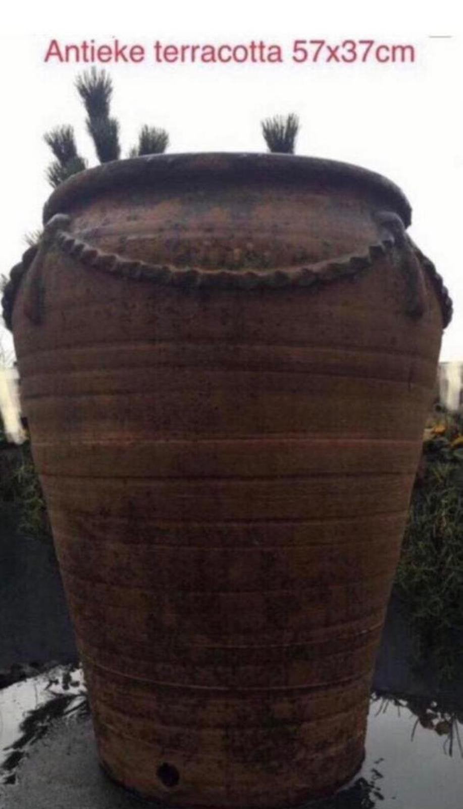 Prachtige 57cm groot hoge terracotta vaas bloempot uniek oud, Antiek en Kunst, Ophalen of Verzenden