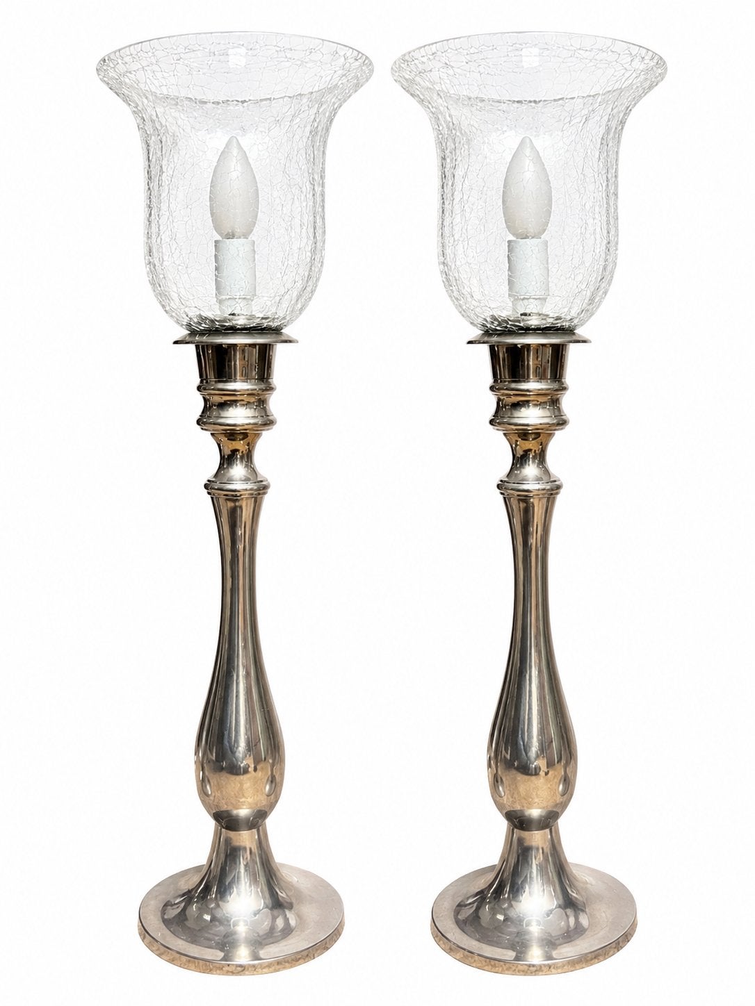 Set van 2 tafellampen - stalampen met craquelé glas, Ophalen