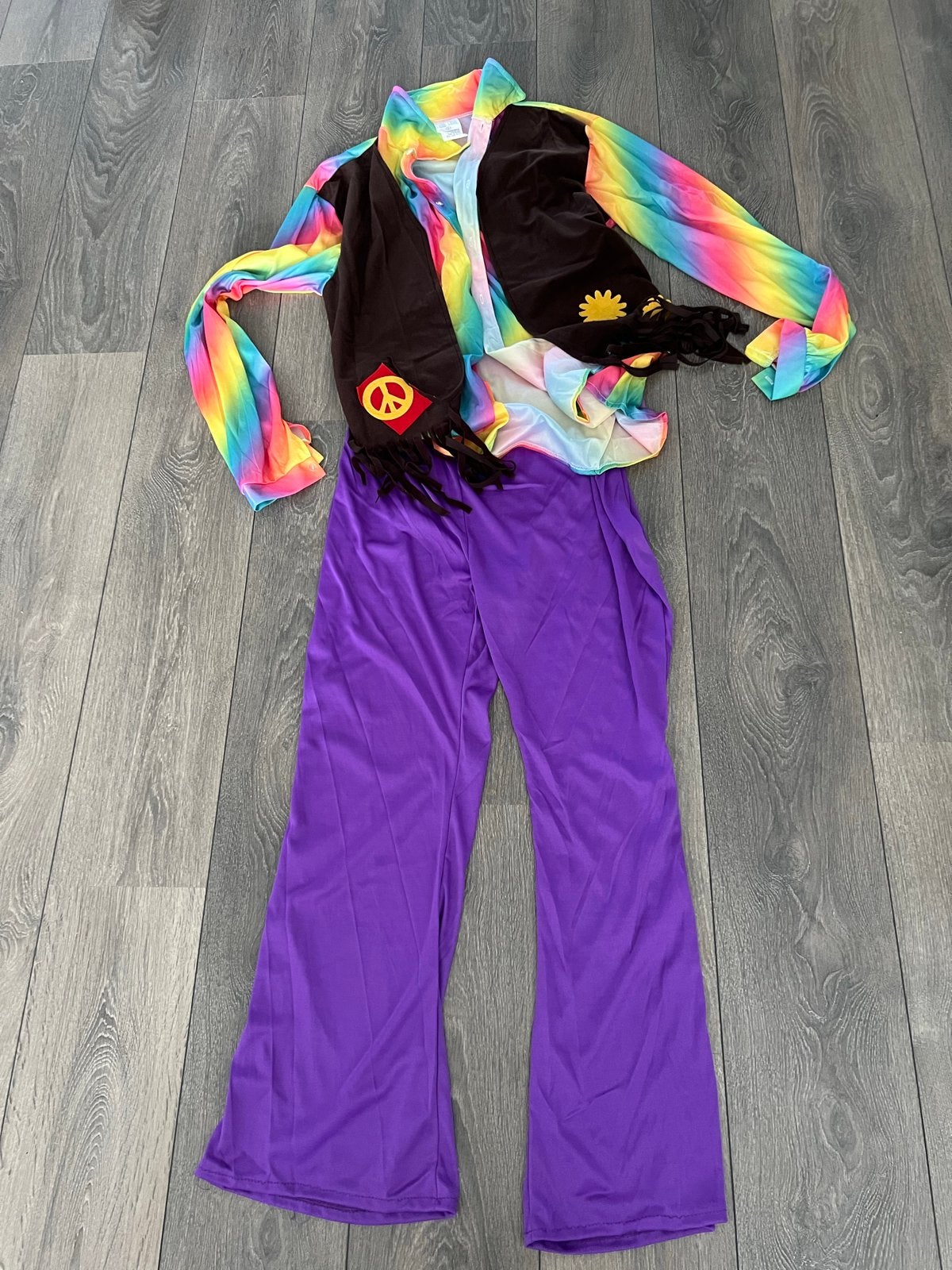 Foute Kleding Hippie Kostuum XL - Regenboog & Paars, Maat 46/48 (XL) of groter, Ophalen of Verzenden, Overige thema's, Kleding
