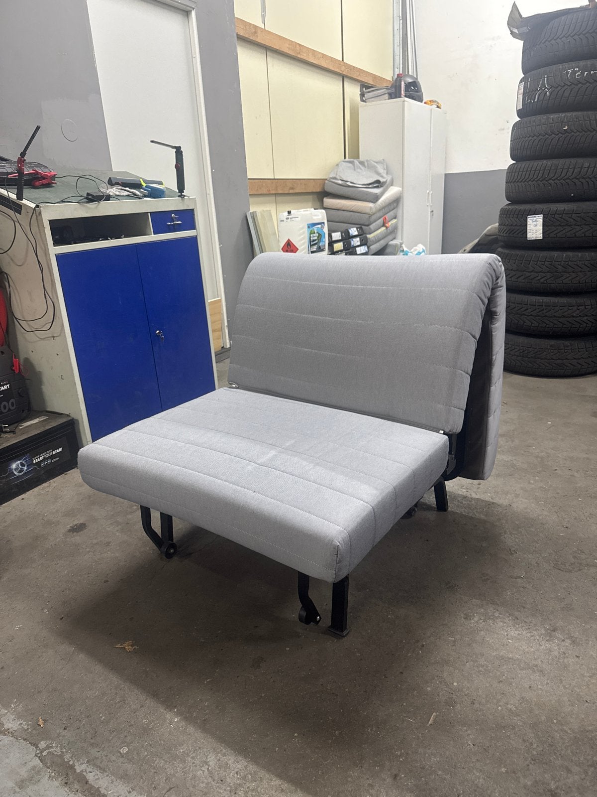 Grijze slaapfauteuil / opklapbed 190x80cm, Ophalen, Gebruikt, Eenpersoons, 190 cm of minder