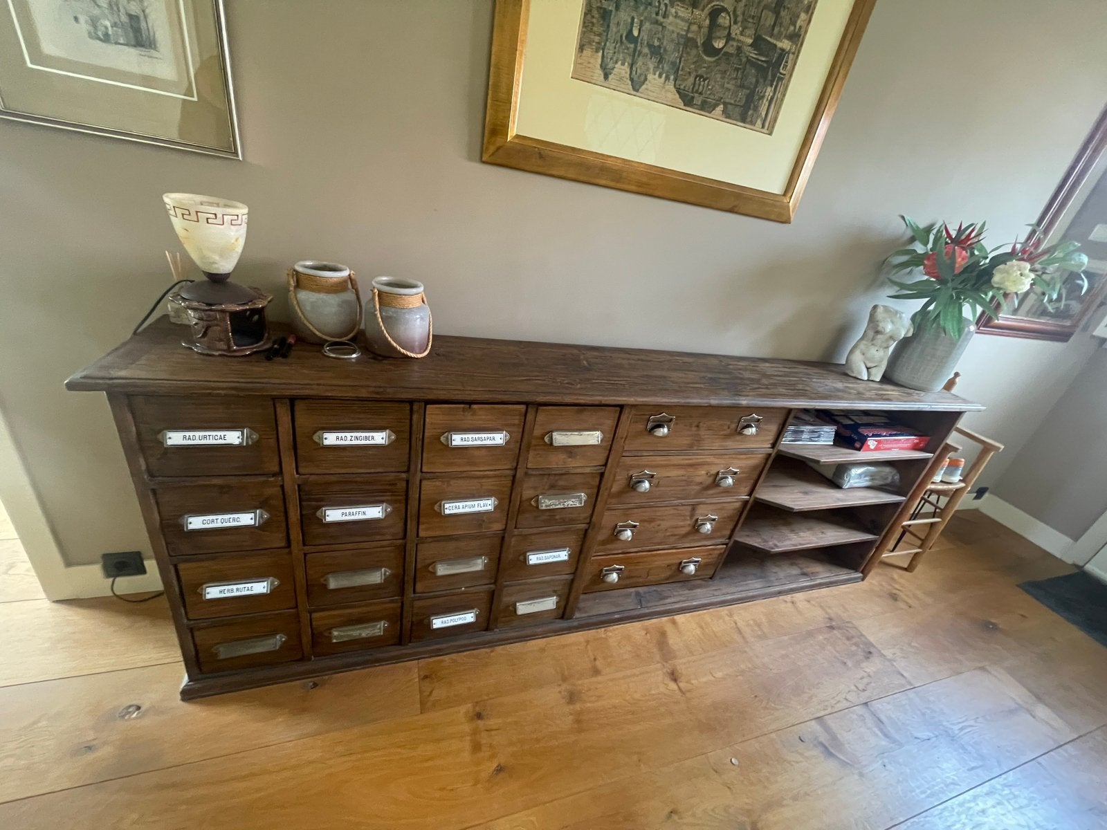 Antieke apothekerskast / ladekast / dressoir met laden, Antiek en Kunst, Ophalen of Verzenden