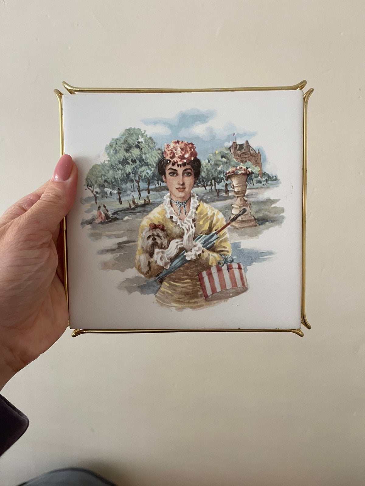 Vintage decoratieve tegel, Verzenden, Zo goed als nieuw