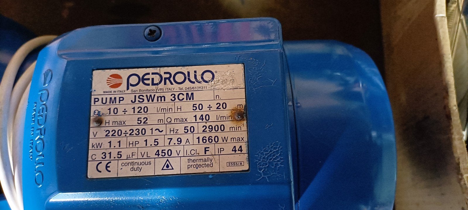 pedrollo jswm 3cm 220 vold waterpomp  7.2 cub per uur, Ophalen, Zo goed als nieuw, Elektrisch, Beregeningspomp