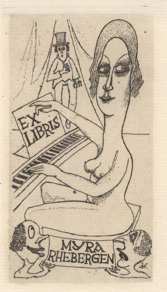 0400 Ex Libris Nederland : Cor de Wolff, 1952, Antiek en Kunst, Kunst | Etsen en Gravures, Verzenden, Ex libris