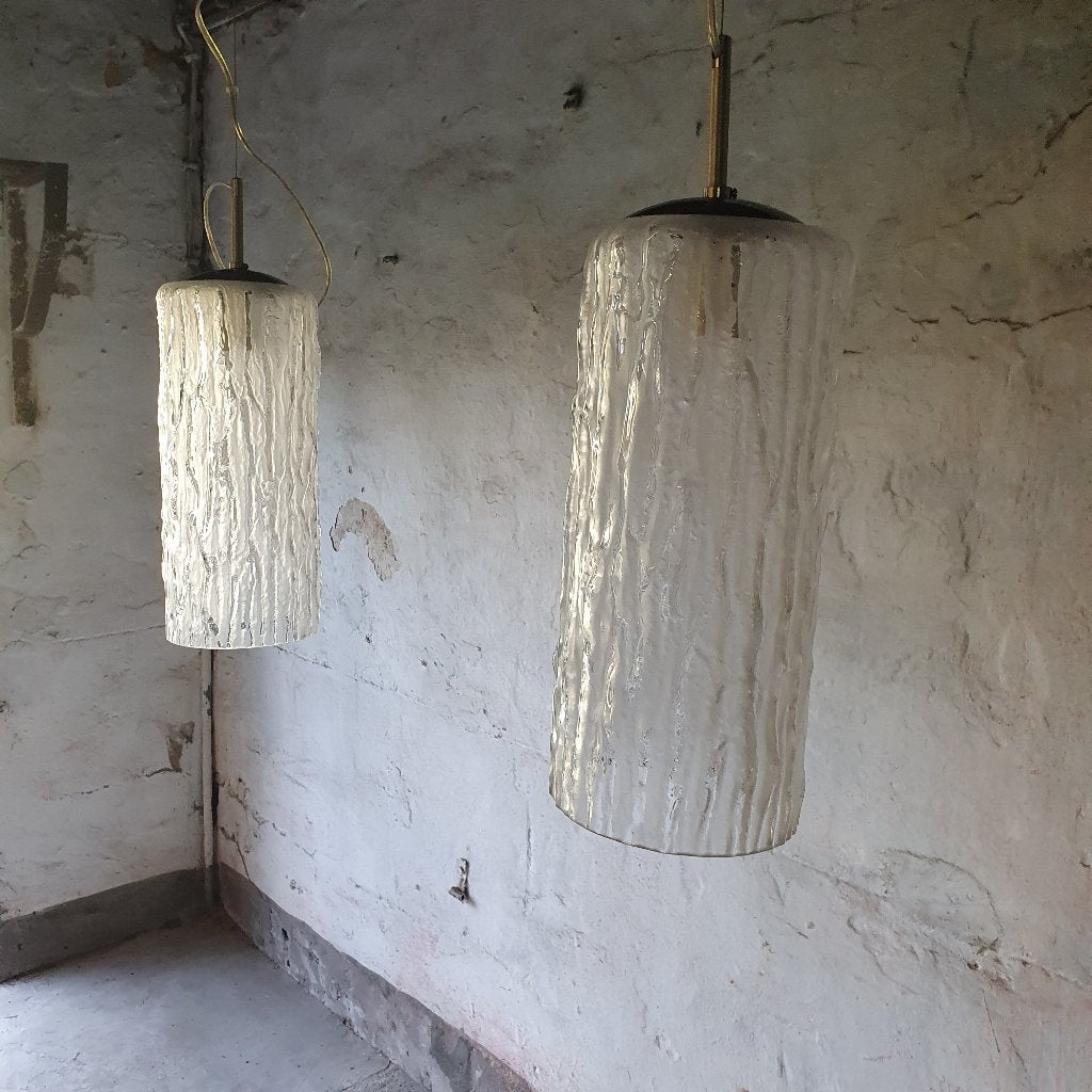 vintage hanglampen  brutalist design, Ophalen, Gebruikt, Glas, E27 (groot)