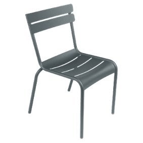 Vier Fermob tuinstoelen, Luxembourg, storm grey, Ophalen of Verzenden, Gebruikt, Metaal, Stapelbaar