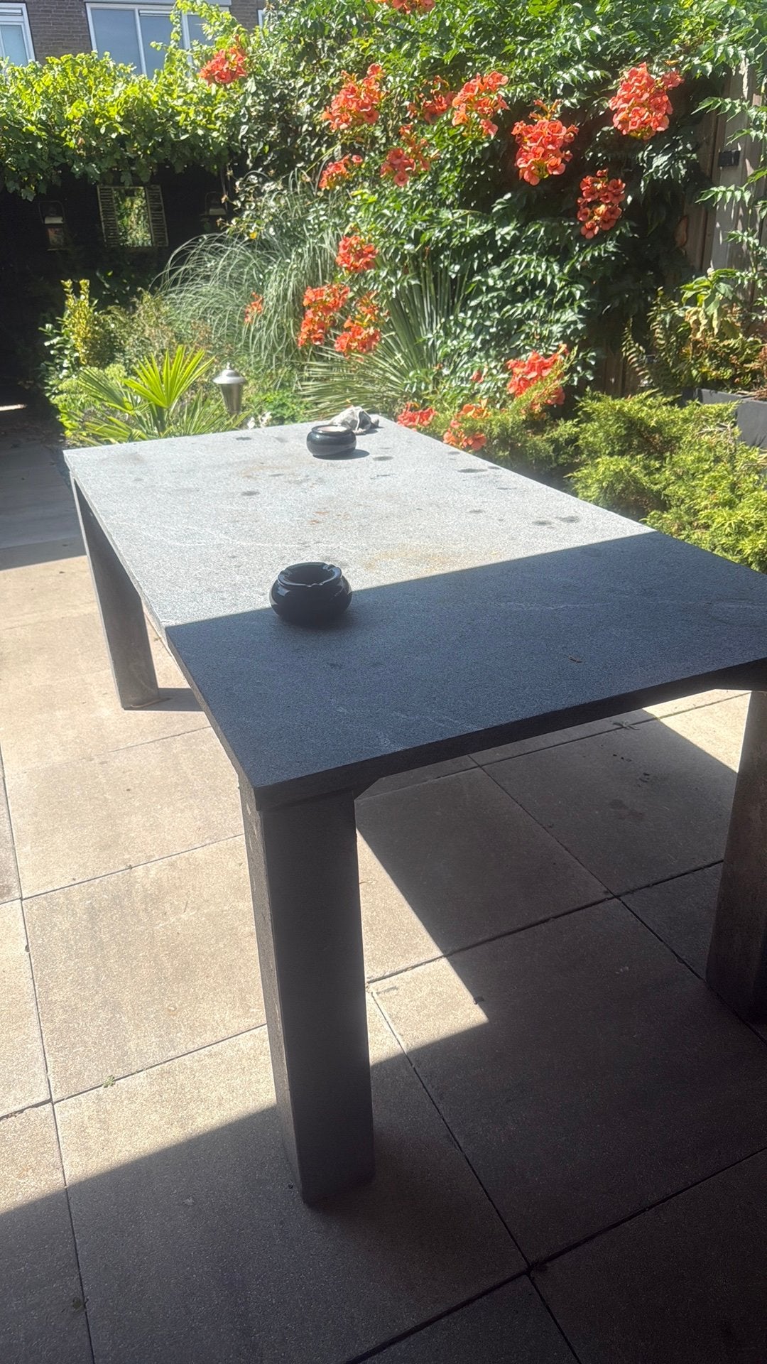 Natuur stenen tafel buiten, Ophalen of Verzenden, Zo goed als nieuw, Rechthoekig, Overige materialen