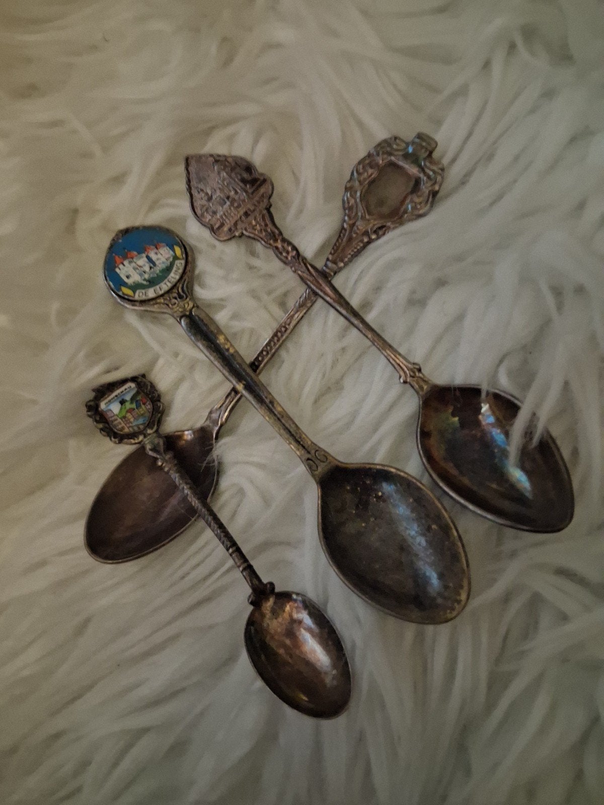 Set van 4 vintage verzamellepels, Ophalen of Verzenden