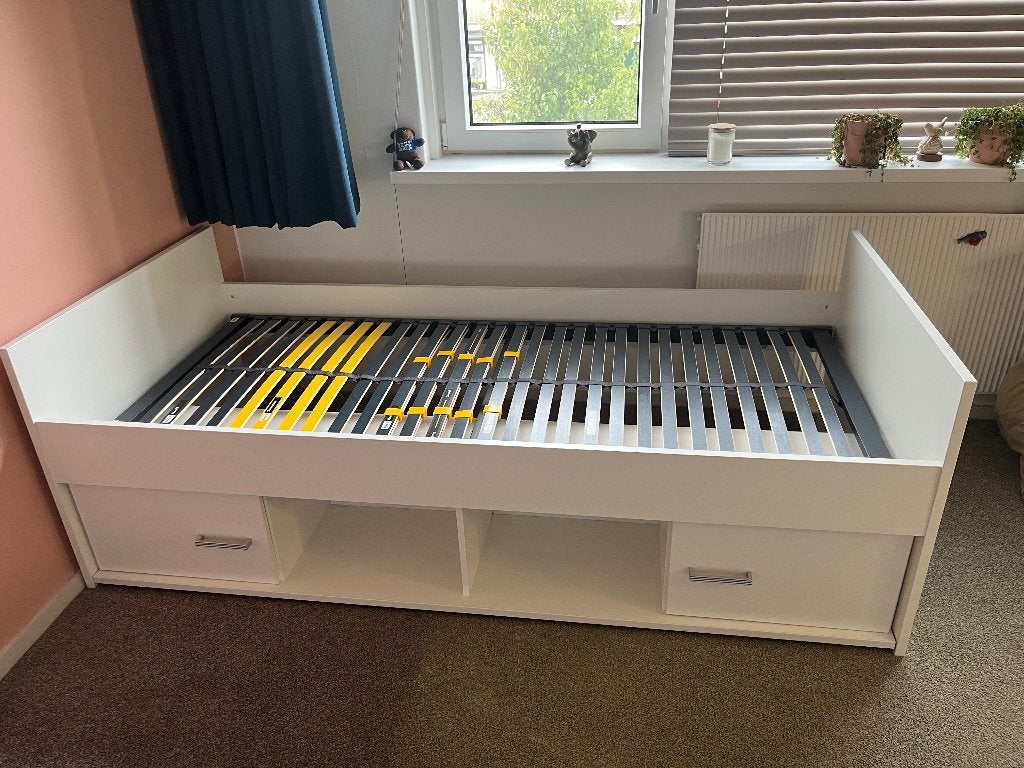 Bed 1 persoons met kastjes, Ophalen, Gebruikt, 90 cm, Eenpersoons