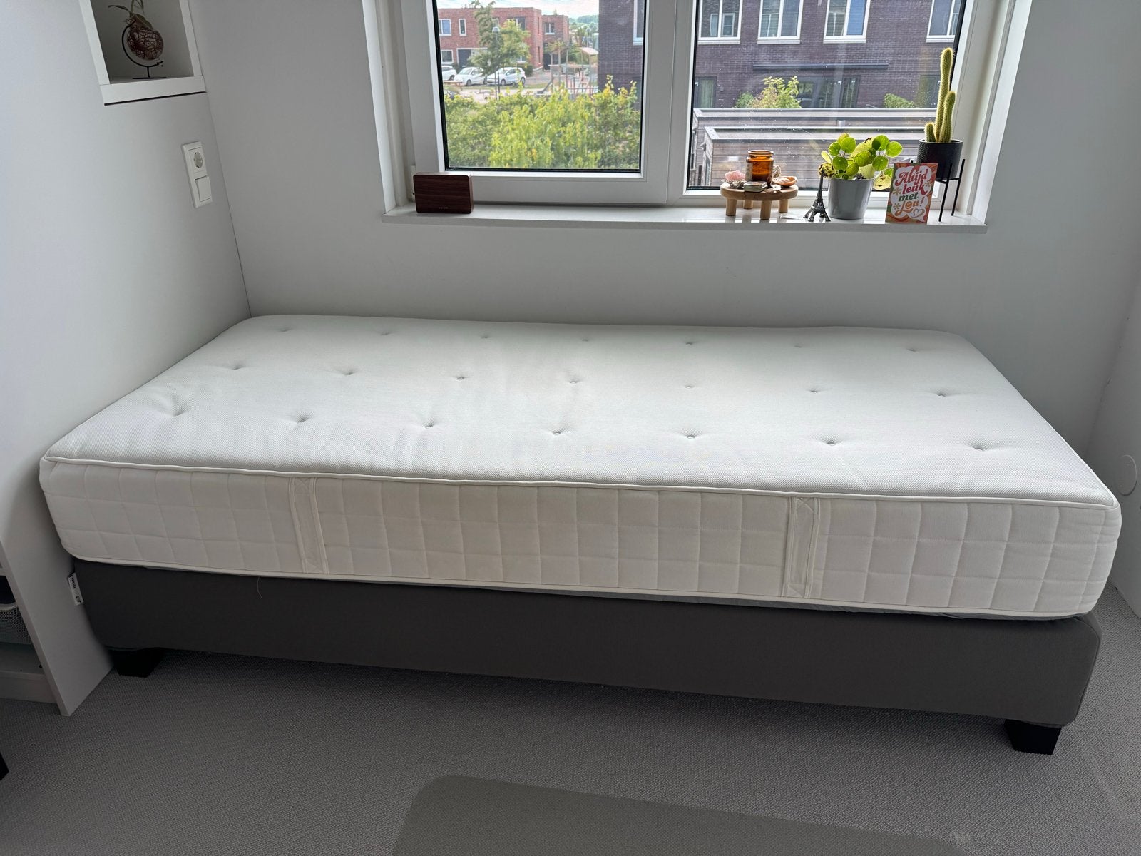 Ikea Espevär 1-persoons boxspring met matras, Ophalen, Gebruikt, 90 cm, Eenpersoons