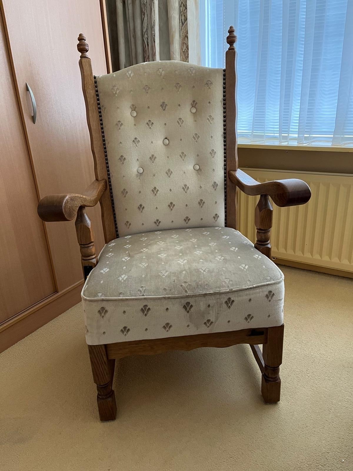 Eiken stoel met bekleding - Fitform, Ophalen, Gebruikt, 75 tot 100 cm, 50 tot 75 cm