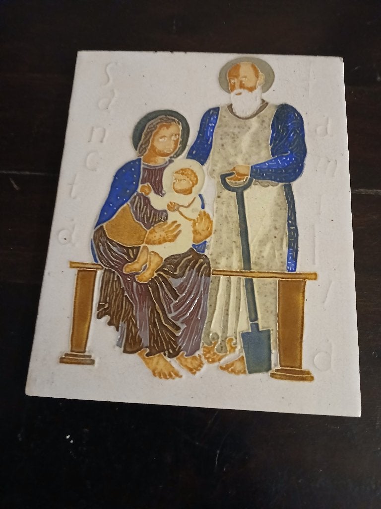 Wandtegel met religieuze motief, 19,5x15x1cm, Antiek en Kunst, Antiek | Wandborden en Tegels, Ophalen of Verzenden