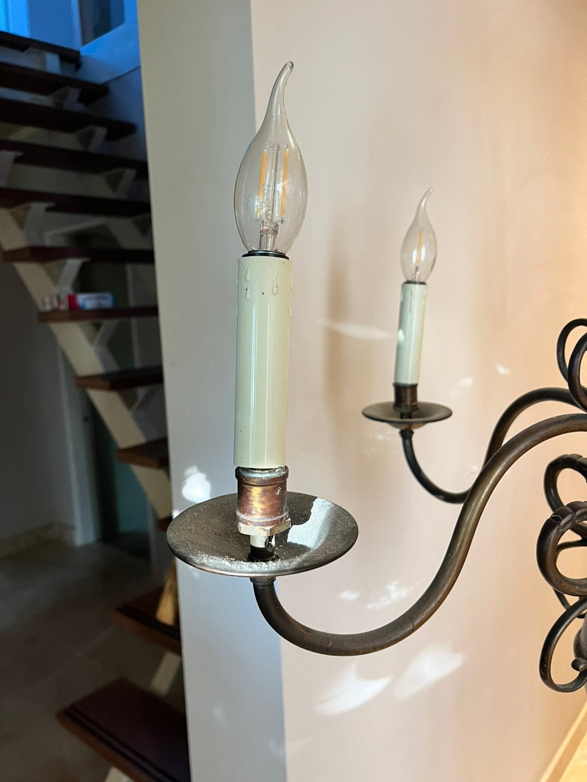 Brocante bronzen kroonluchter (electra), Ophalen, Zo goed als nieuw