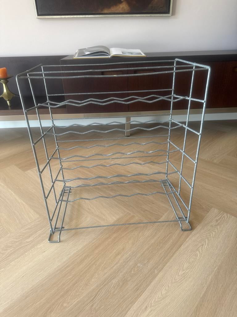 Vintage metalen wijnrek voor 30 flessen, Huis en Inrichting, Woonaccessoires | Wijnrekken, Ophalen, Gebruikt, 25 flessen of meer