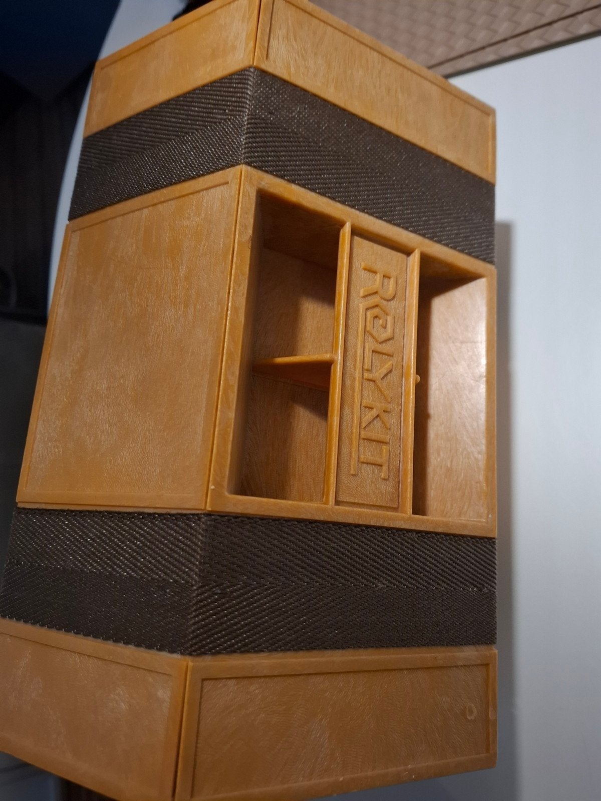 Vintage Rolykit opbergdoos - Oranje/bruin. Gereedschapsdoos, Ophalen of Verzenden, Gebruikt