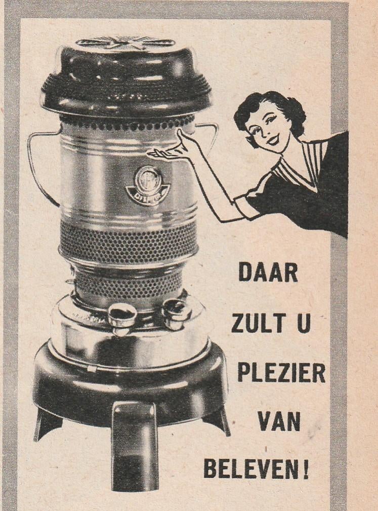 Retro reclame 1954 Demon petroleum kachels Dordrecht, Verzenden, Overige typen