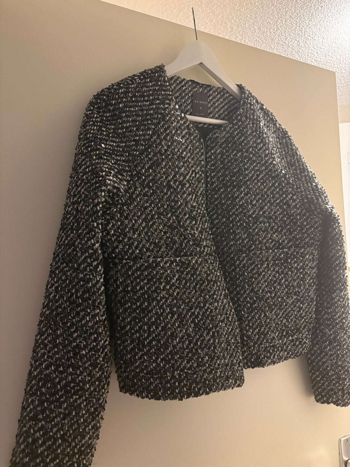 Primark Tweed Jasje met Pailletten - Maat S, Verzenden, Zo goed als nieuw, Maat 36 (S), Zwart
