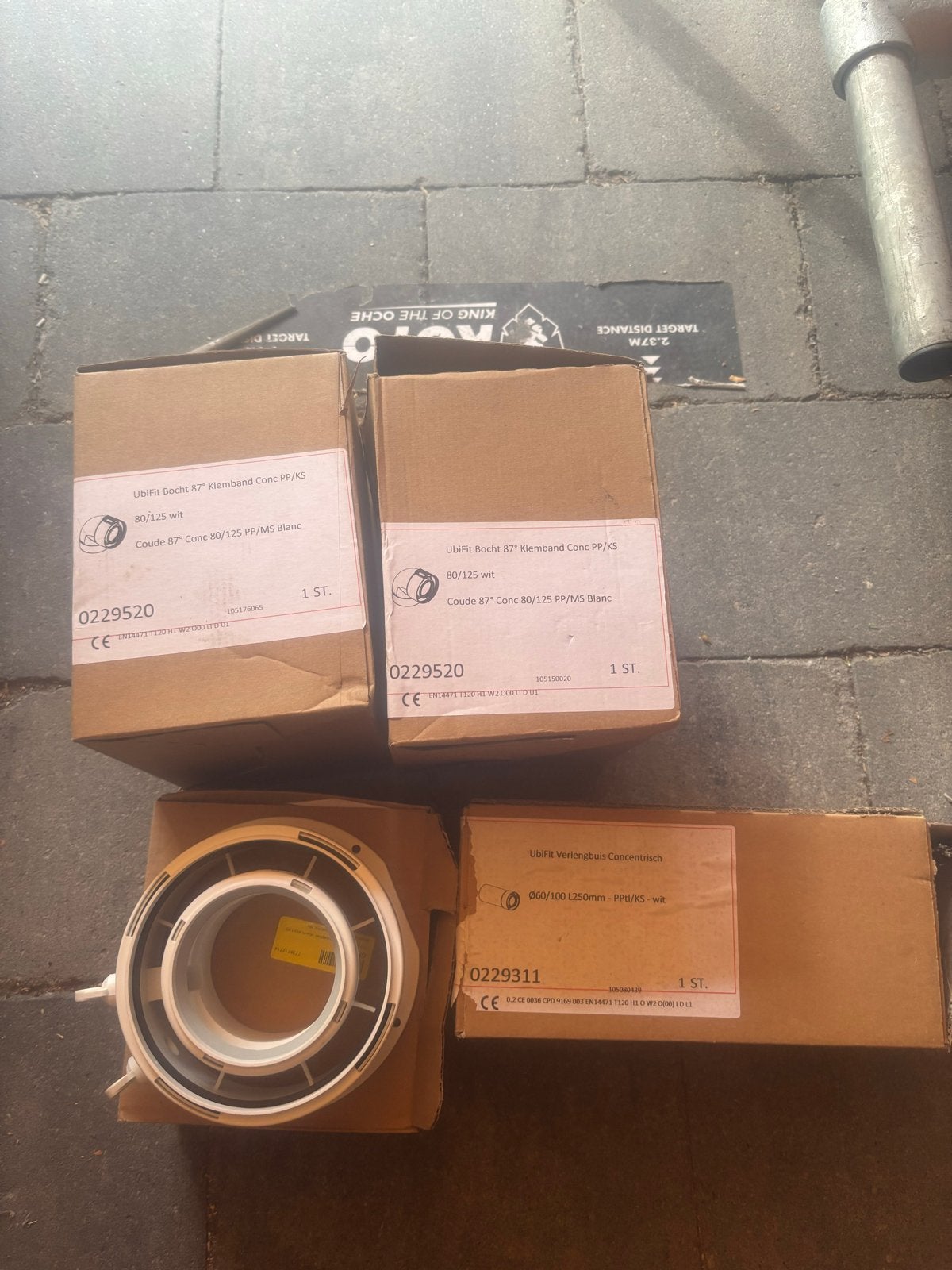 Ubbink bochten en verlengstuk 80-125 concentrisch, Doe-het-zelf en Verbouw, Buizen en Afvoer, Ophalen, Overige materialen, Bochten