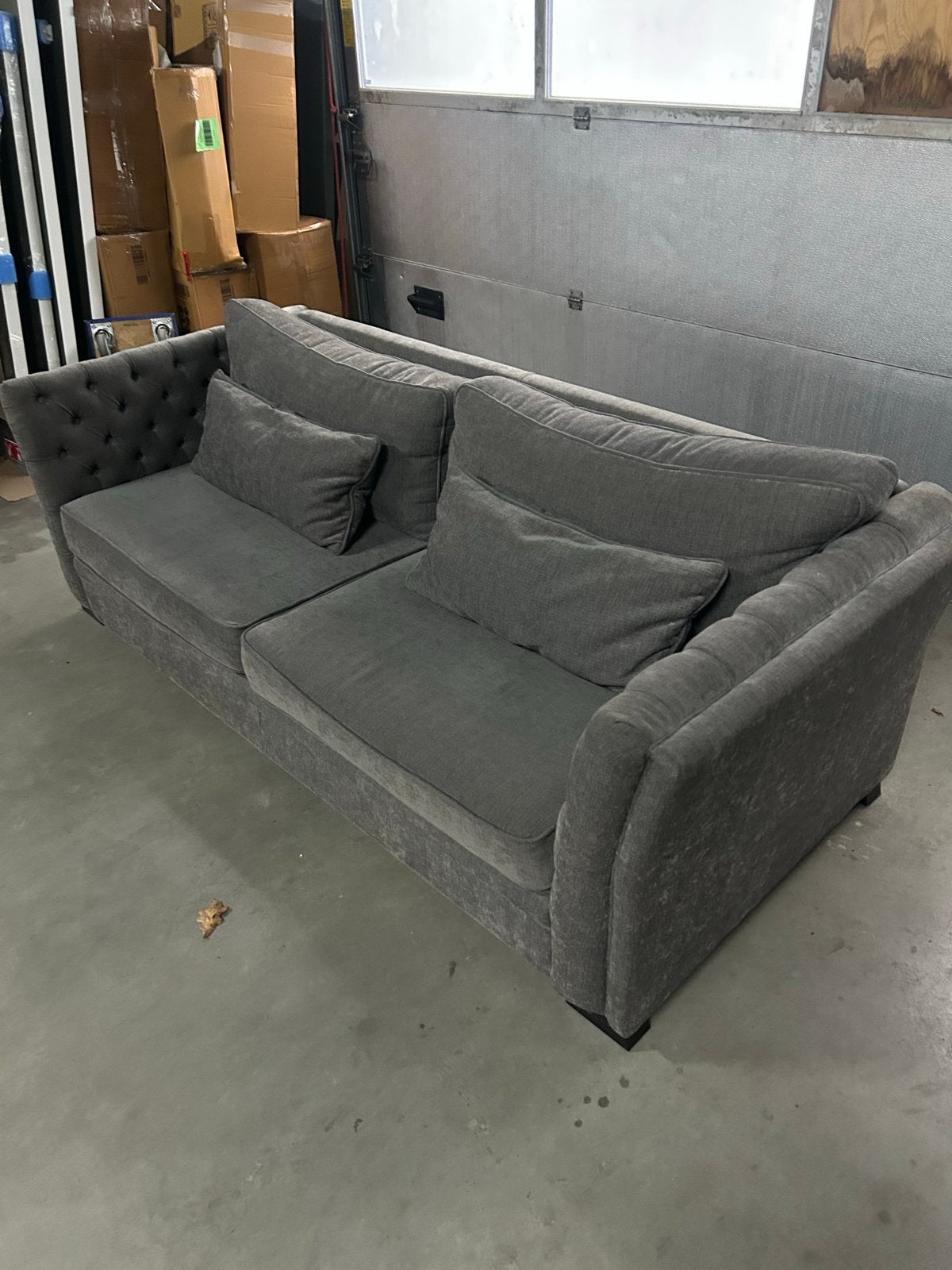 Grijze Bocx bank in landelijke stijl - 225 cm breed, Ophalen, Gebruikt, Minder dan 75 cm, Driepersoons