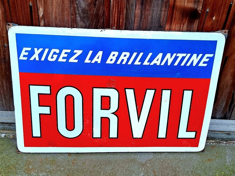 Groot XXL emaille reclamebord voor FORVIL uit de 50'r jaren., Ophalen, Reclamebord, Gebruikt, .