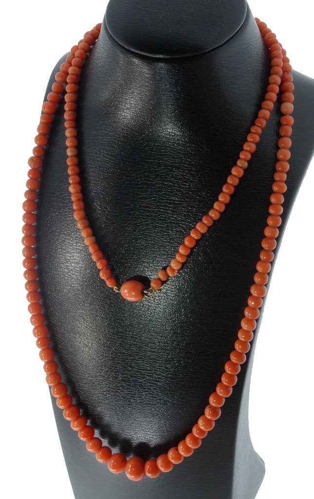 Sale bloedkoraal antieke ketting zalmroze gouden slot dames, Sieraden, Tassen en Uiterlijk, Antieke sieraden, Ophalen of Verzenden
